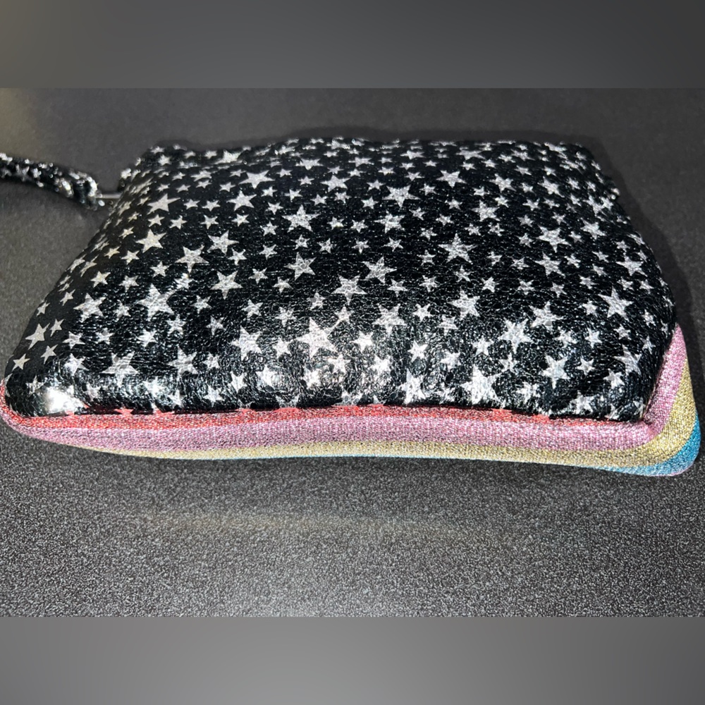 NWOT Bari Lynn wristlet makeup cosmetics bag pouch wallet rainbow shimmer shiny - Picture 2 of 8